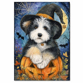 Halloween Old English Sheepdog Farmhouse Pumpkin Posters Country Cottage Fall Decor for Living Room on Ready to Hang 1.5" Thick Canvas Wrap, Floating Framed Canvas, Flat Rolled Canvas